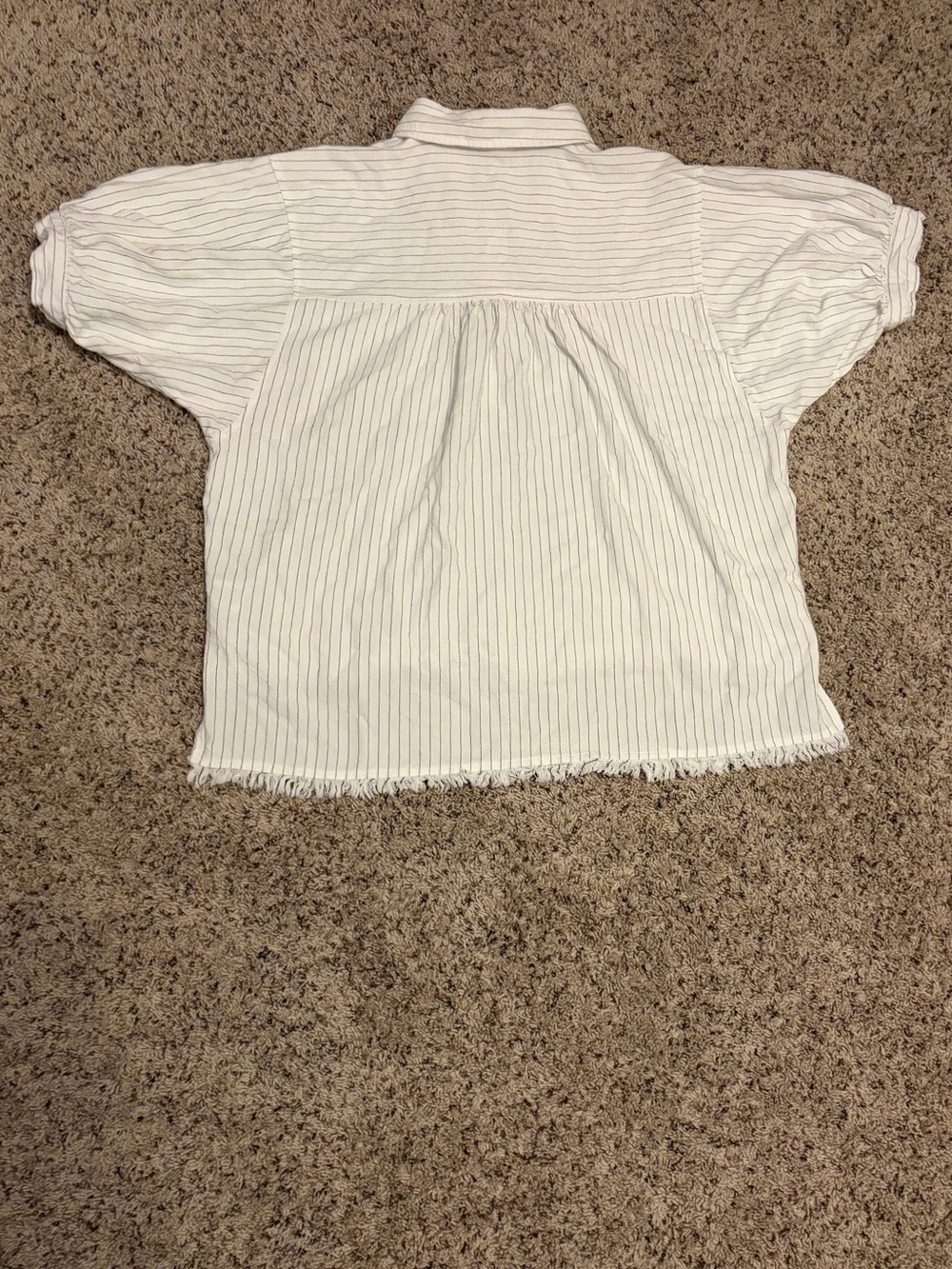 Umgee White Button-Up Shirt with Black Stripes - Picture 2 of 3